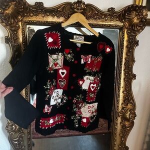 Vintage heart / valentines sweater cardigan